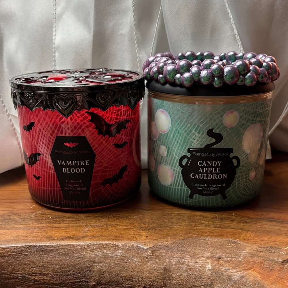 Bath & Body Works Vampire Blood and Candy Apple Cauldron 3-wick Candles